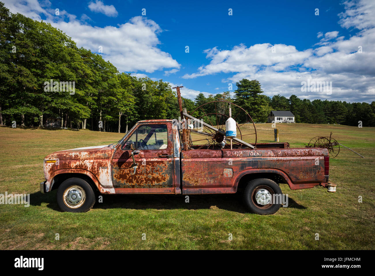 USA, Maine, Wells, rusty pickup truck Stock Photo Alamy