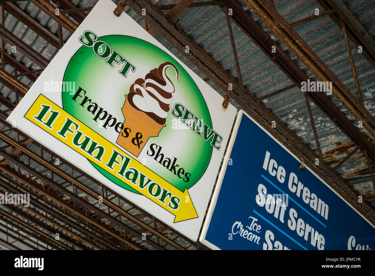 USA, New Hampshire, Hampton Beach, Hampton Beach Seafood Festival, soft serve ice cream sign Stock Photo