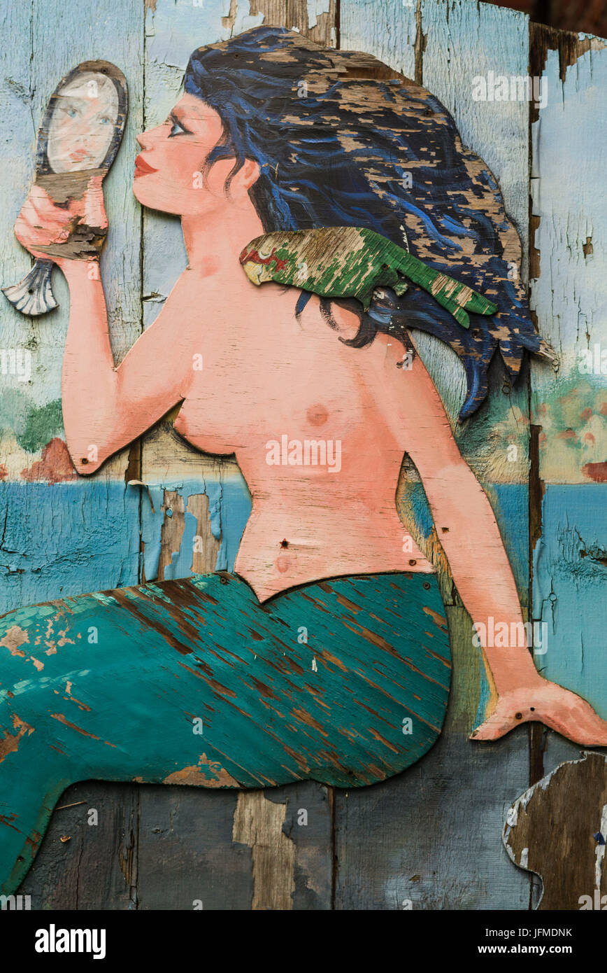 USA, Massachusetts, Cape Ann, Gloucester, mermaid art Stock Photo