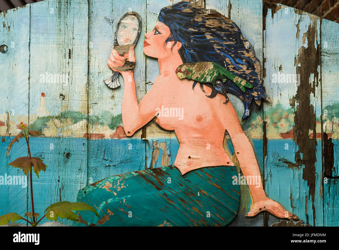 USA, Massachusetts, Cape Ann, Gloucester, mermaid art Stock Photo