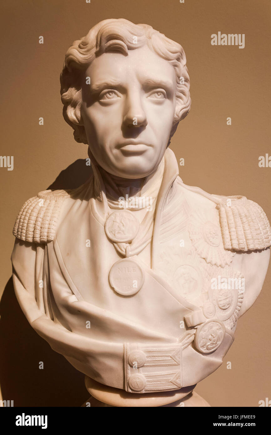 England, London, Greenwich, The Queen's House, Bust of ViceAdmiral