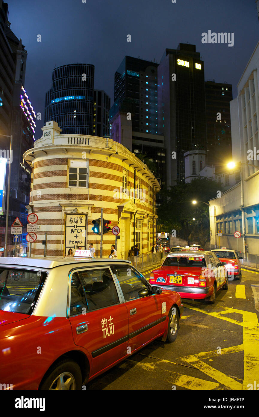 China, Hong Kong, Central District, Lan Kwai Fong Nightlife Area Stock Photo