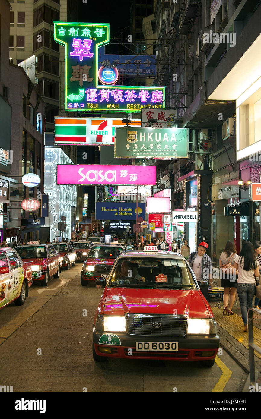 China, Hong Kong, Central District, Lan Kwai Fong Nightlife Area Stock Photo