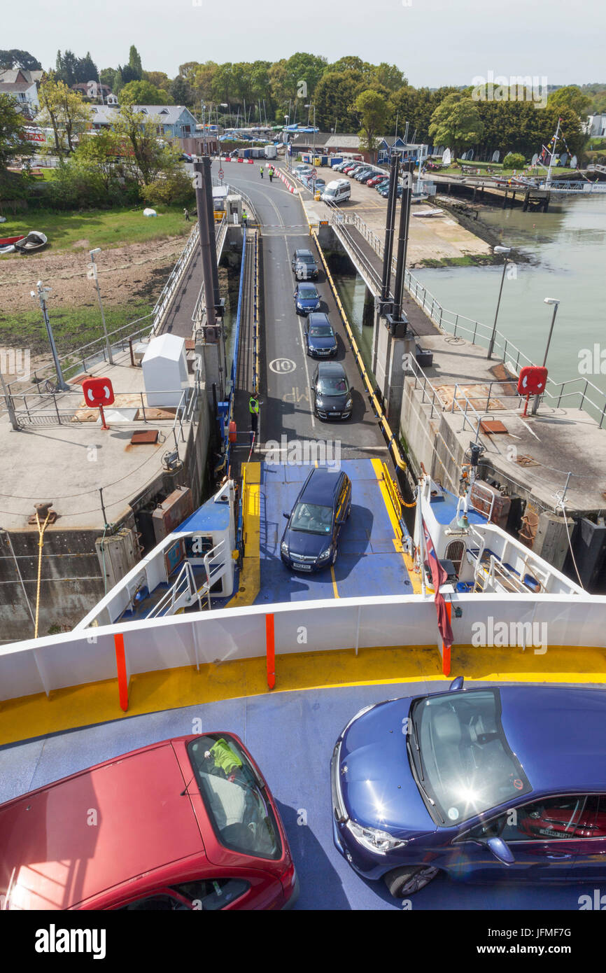 England, Hampshire, Isle of Wight, Fishbourne, Wightlink Ferry Departing Berth Stock Photo