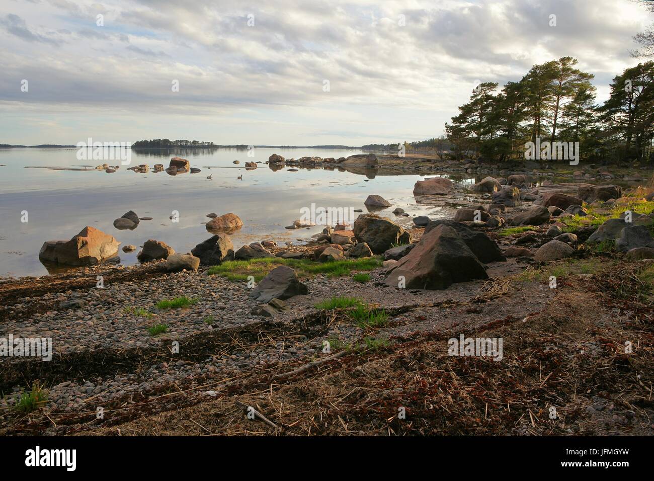 Isolated beach at Baltic sea archipelago Stock Photo