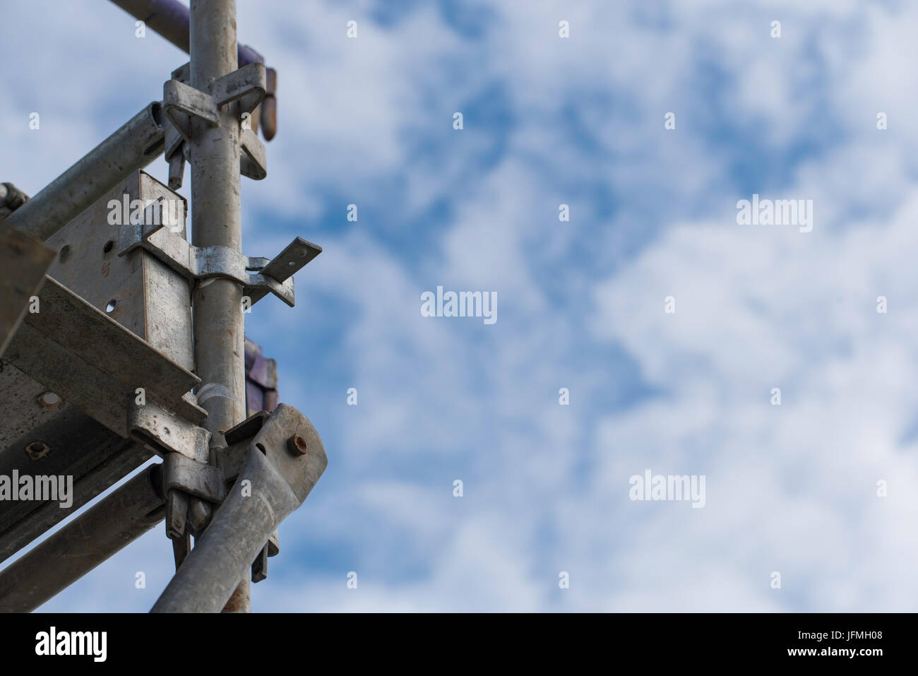 Looking up at Scaffolding in a construction site in Australia Stock Photo
