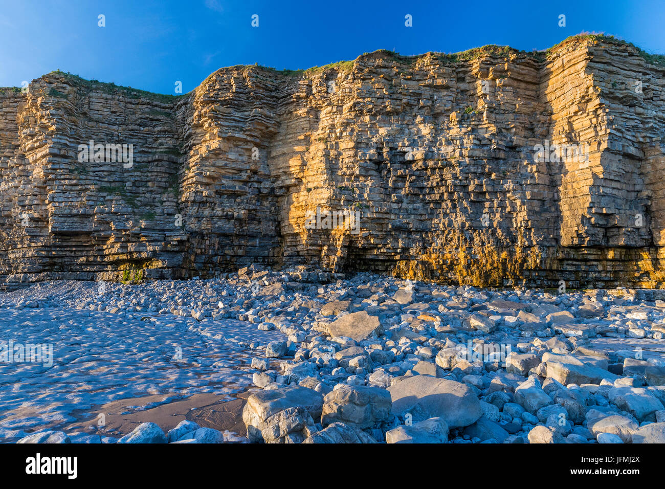 Nash Point, Monknash Coast of the Vale of Glamorgan, Wales, United Kingdom, Europe. Stock Photo