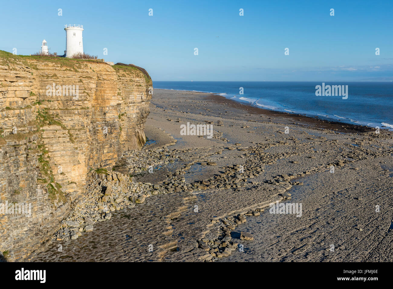 Nash Point, Monknash Coast of the Vale of Glamorgan, Wales, United Kingdom, Europe. Stock Photo