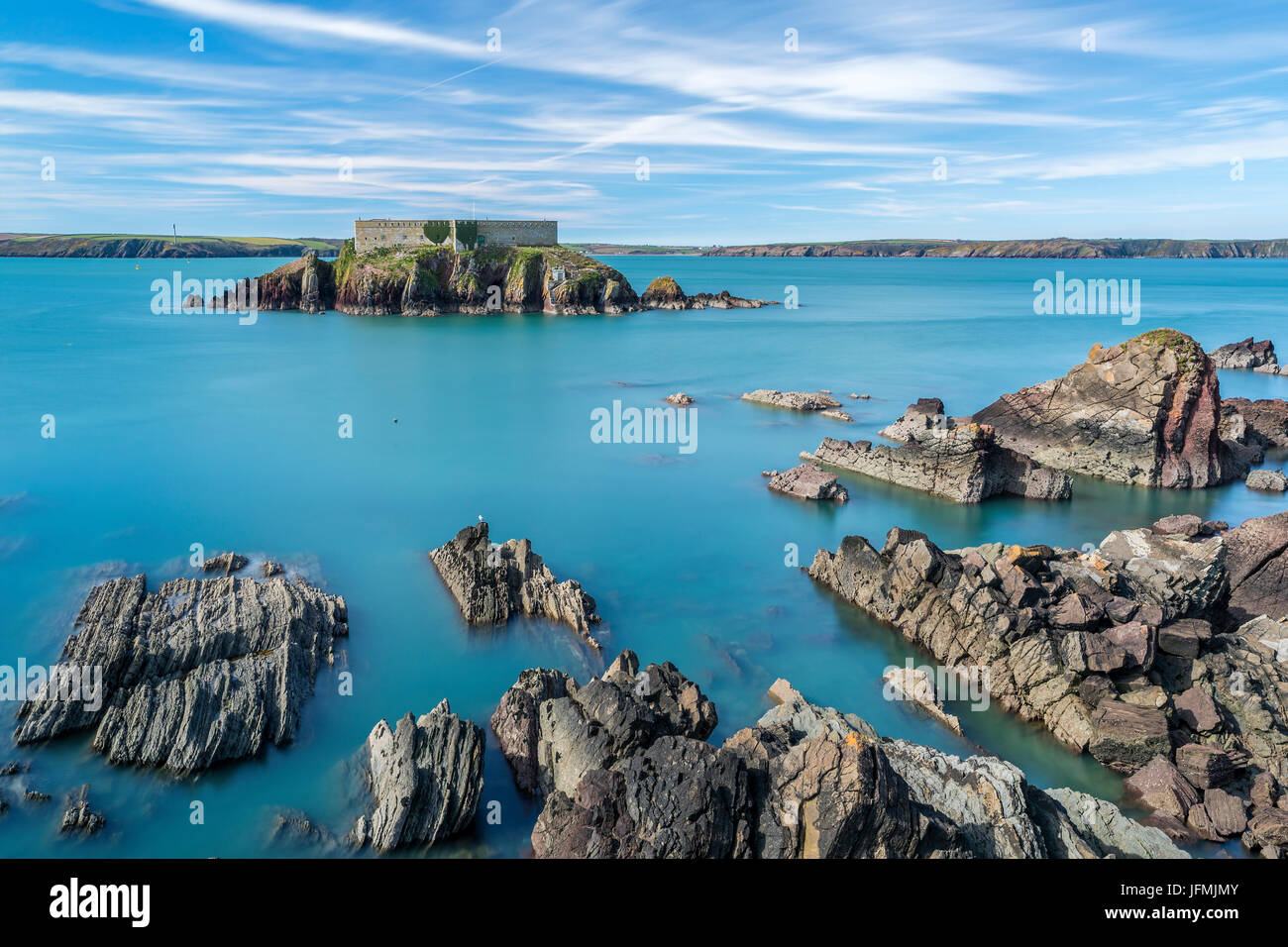 Thorn Island Fort, West Angle Bay, Milford Haven, Pembrokeshire National Park, Angle, Wales. Stock Photo