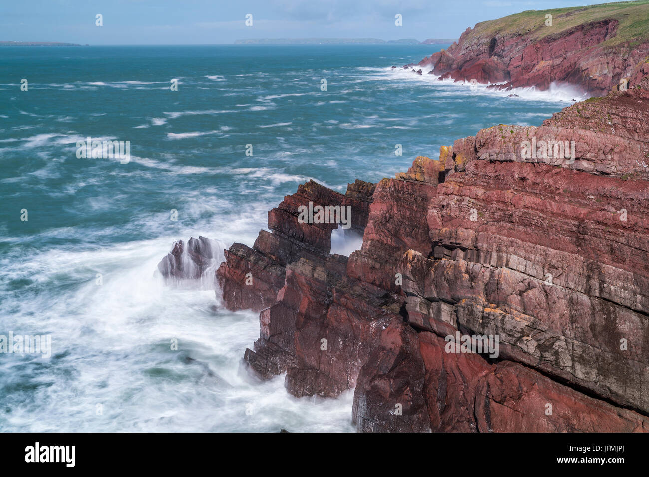 St. Ann's Head at the entrance to the Milford Haven waterway, Dale, Pembrokeshire National Park, Wales, United KIngdom, Europe. Stock Photo