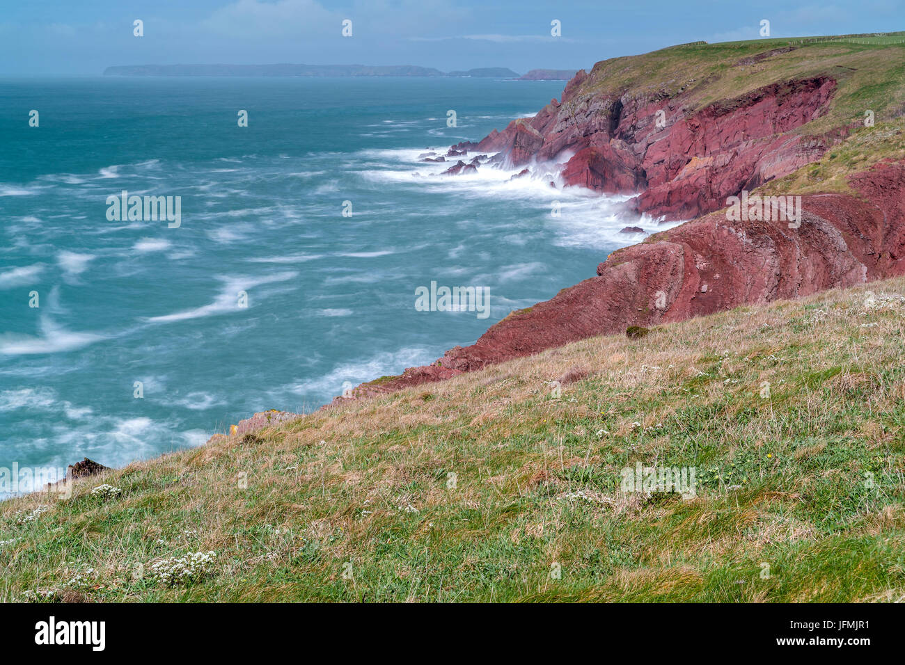 St. Ann's Head at the entrance to the Milford Haven waterway, Dale, Pembrokeshire National Park, Wales, United KIngdom, Europe. Stock Photo