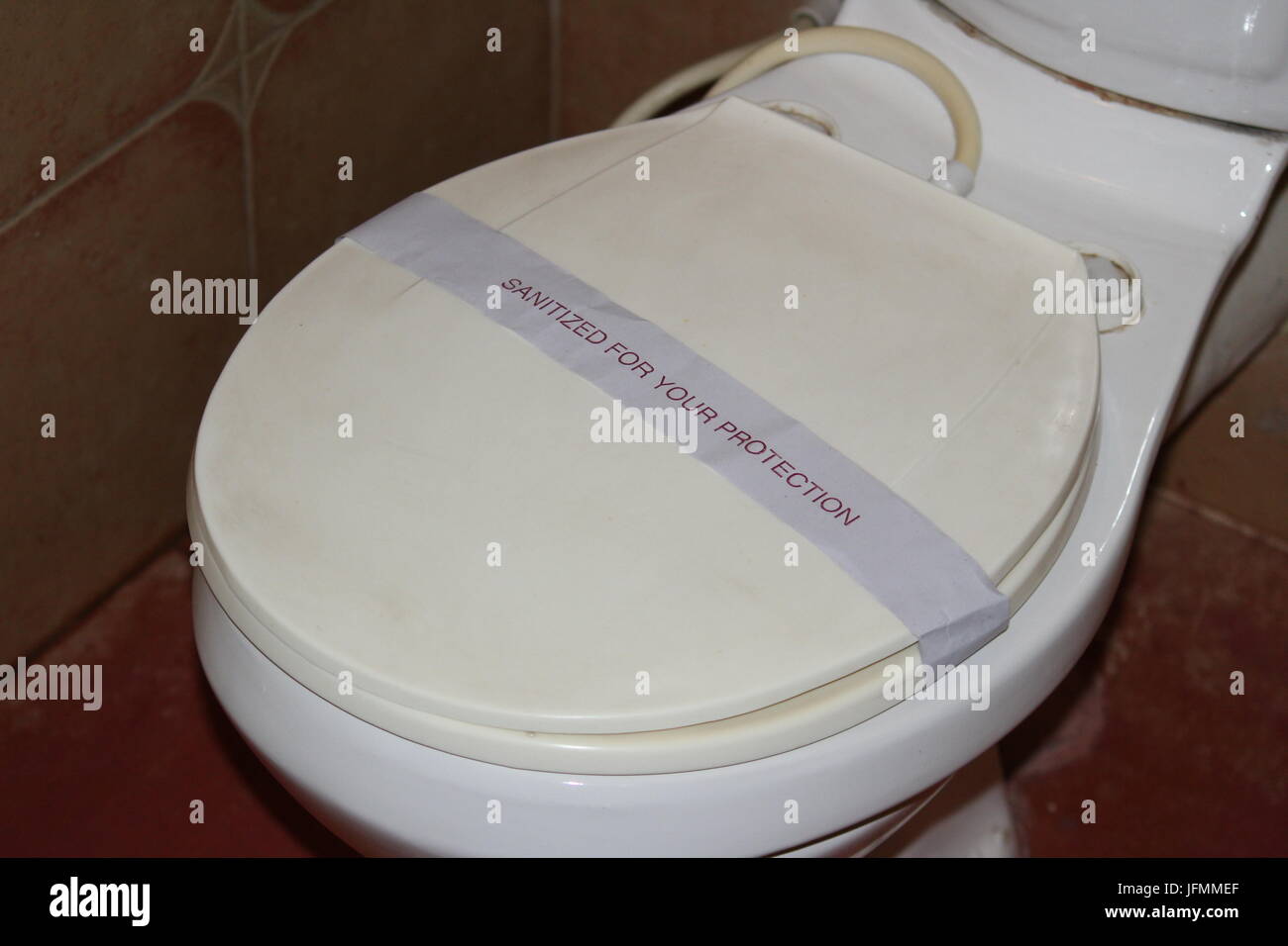 Sanitized toilet seat Stock Photo Alamy