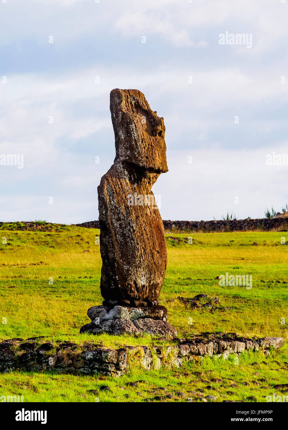 Moai in Tahai Archaeological Complex, Rapa Nui National Park, Easter Island, Chile Stock Photo