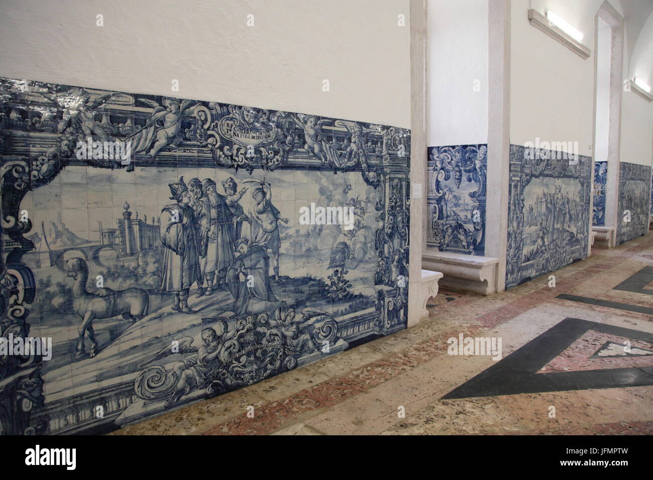 Graça convent room with Portuguese tiles Stock Photo