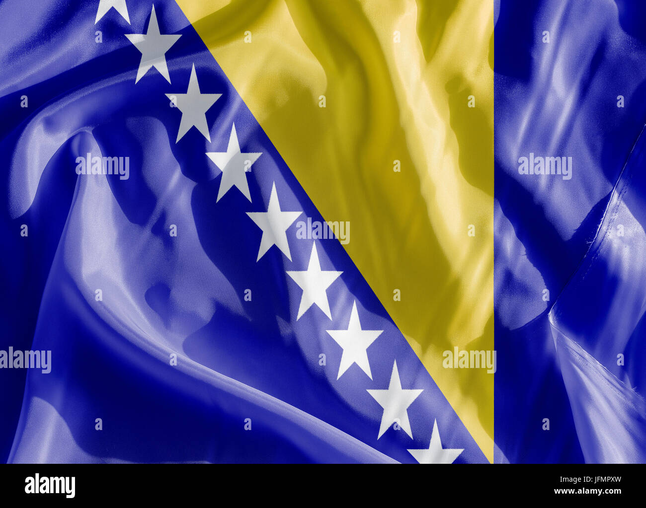Bosnia and Herzegovina Flag on a cloth edited Stock Photo