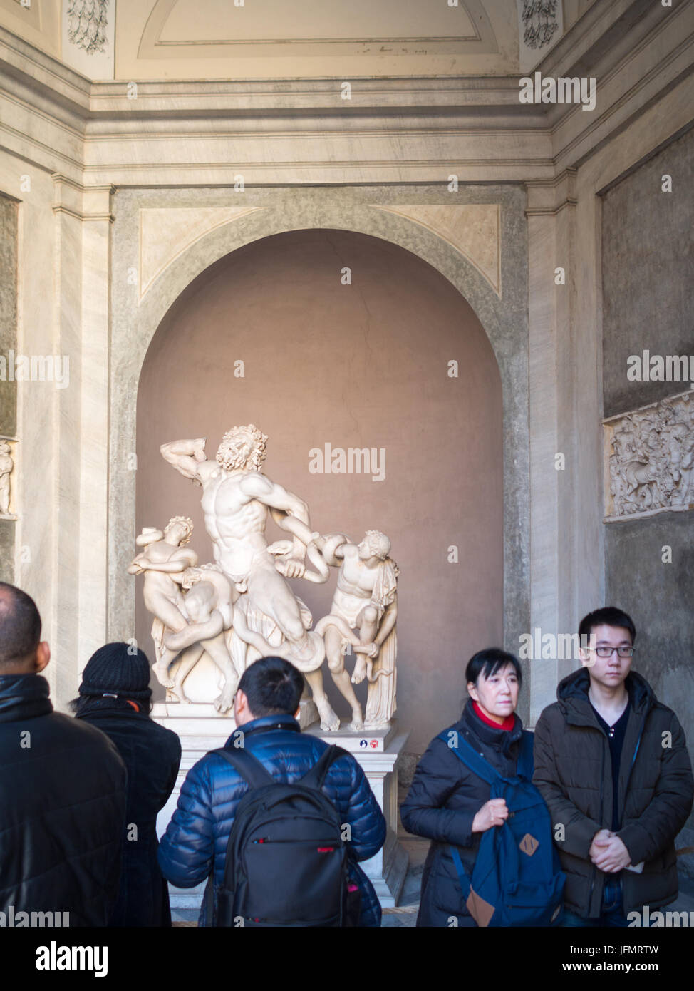 Asian visitors in the Vatican Museum Stock Photo