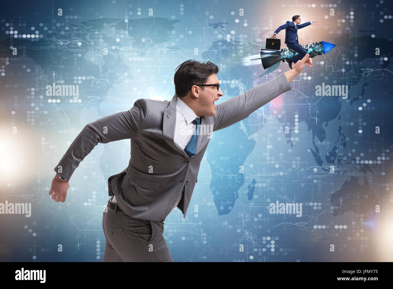 The businessman in start up business concept Stock Photo - Alamy