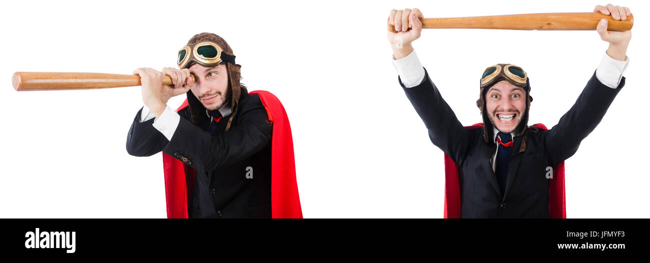 The man wearing red clothing in funny concept Stock Photo