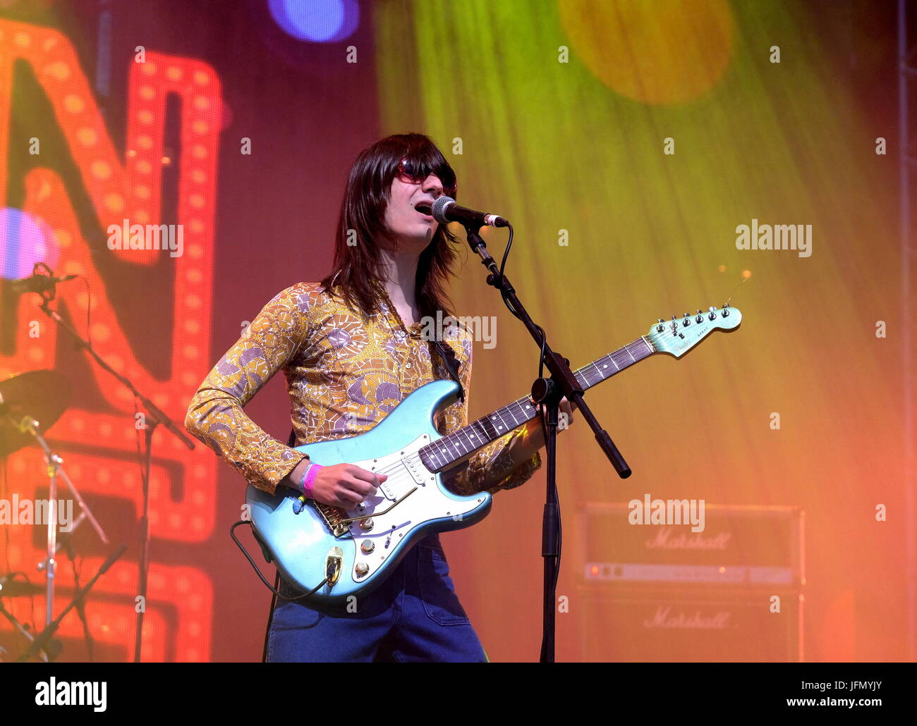 American pop band the Lemon Twigs performing at Glastonbury Festival June 23 2017 Day 3 Stock Photo