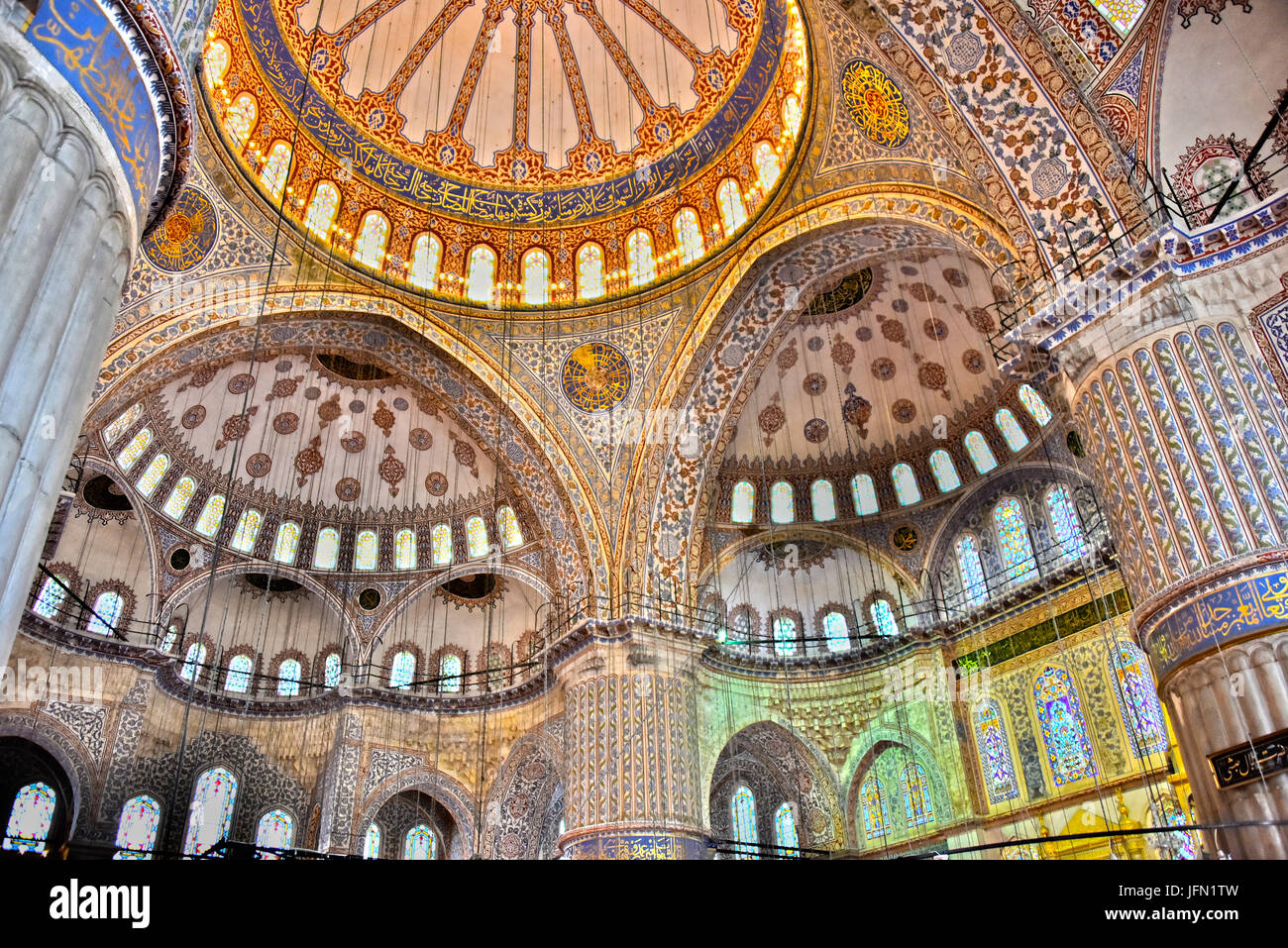 Interior of Sultan Ahmed Mosque or Blue Mosque in Istanbul Stock Photo ...