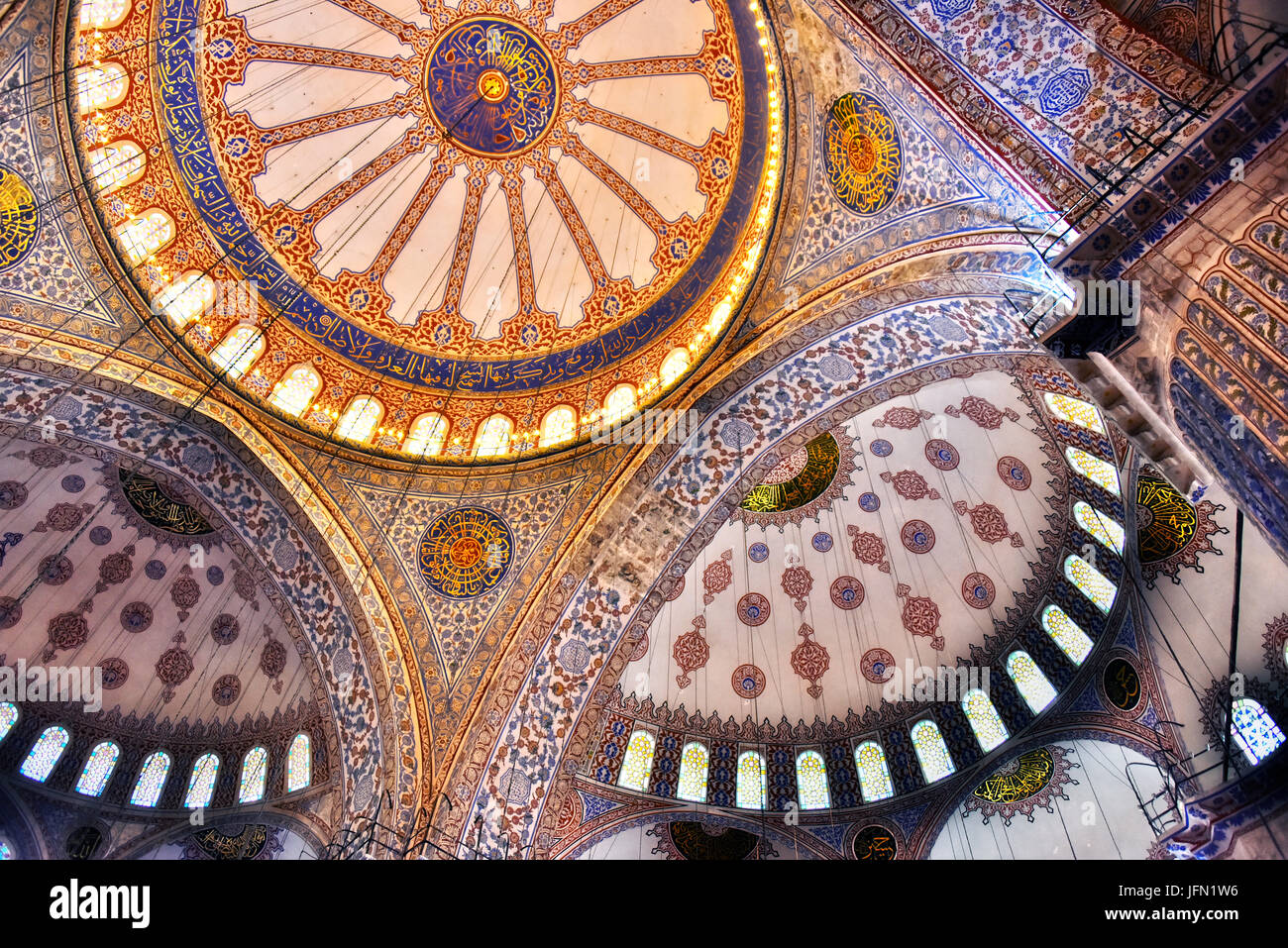 Interior of Sultan Ahmed Mosque or Blue Mosque in Istanbul Stock Photo ...