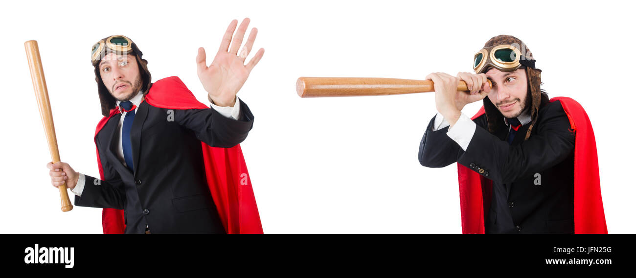 The man wearing red clothing in funny concept Stock Photo