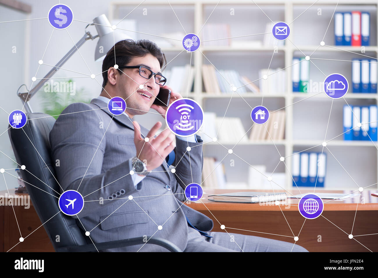 The internet of things concept with businessman Stock Photo - Alamy