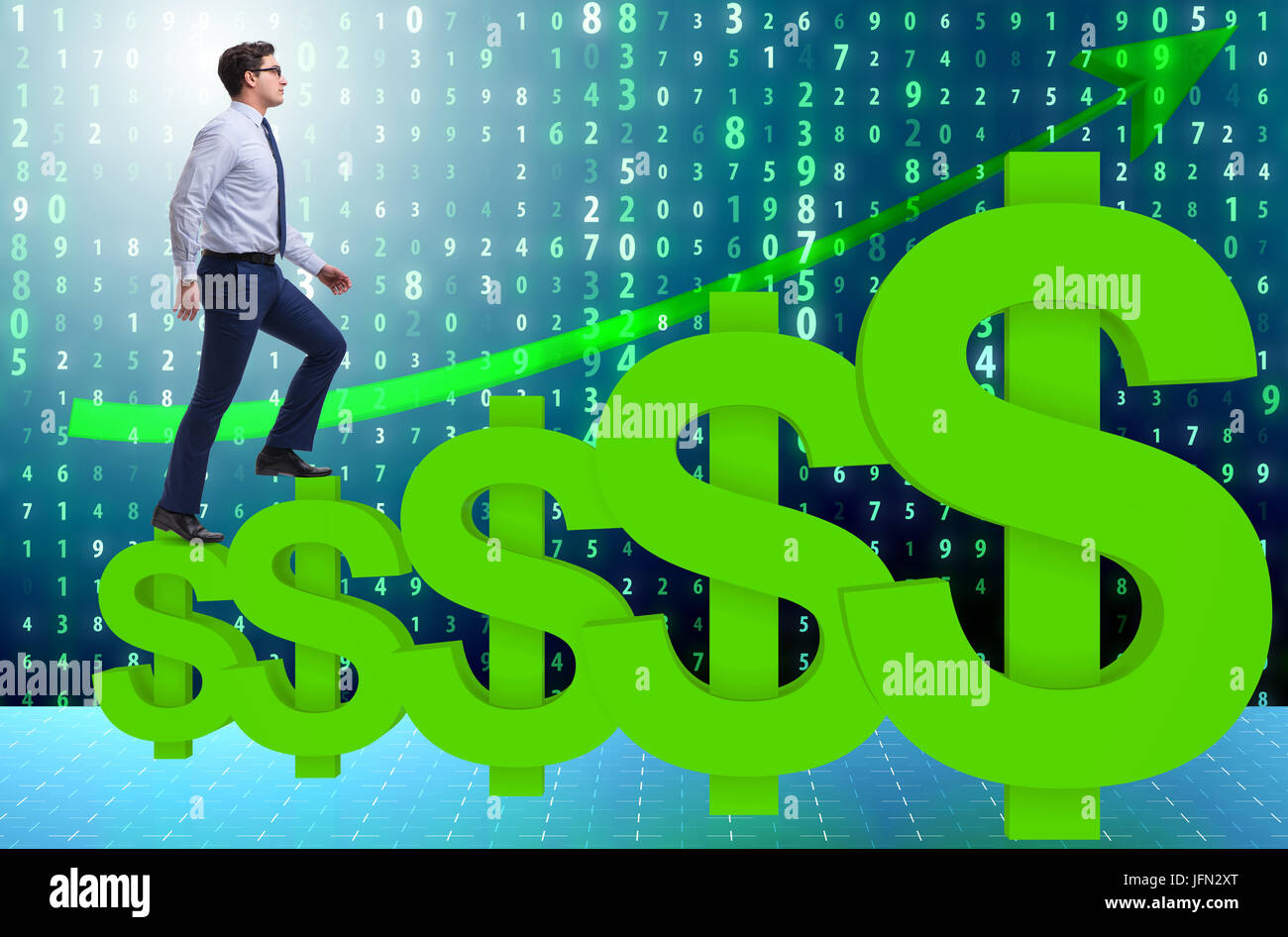The businessman in american dollar concept Stock Photo - Alamy
