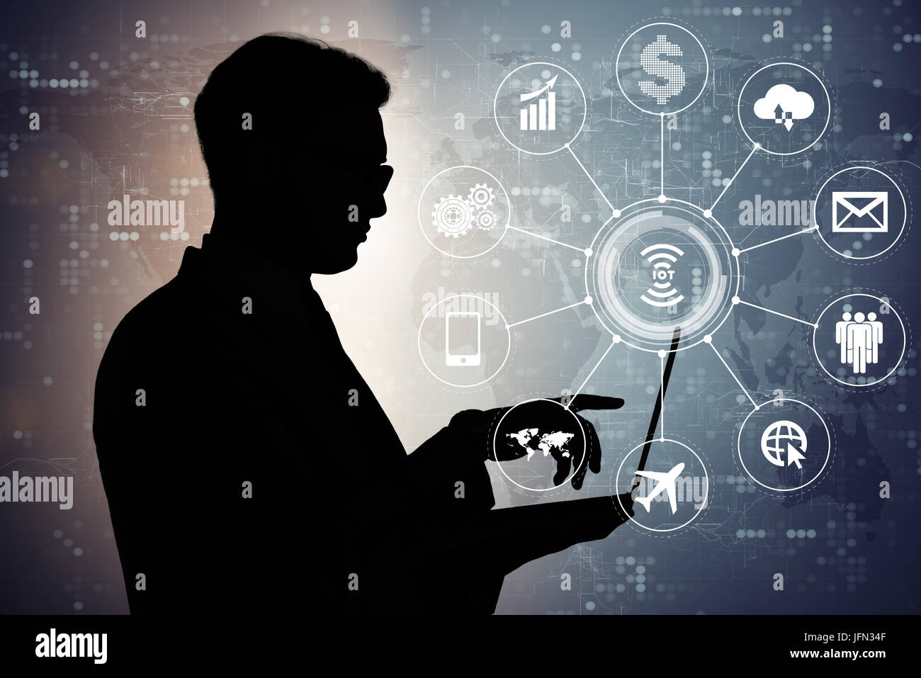 The internet of things concept with businessman Stock Photo - Alamy