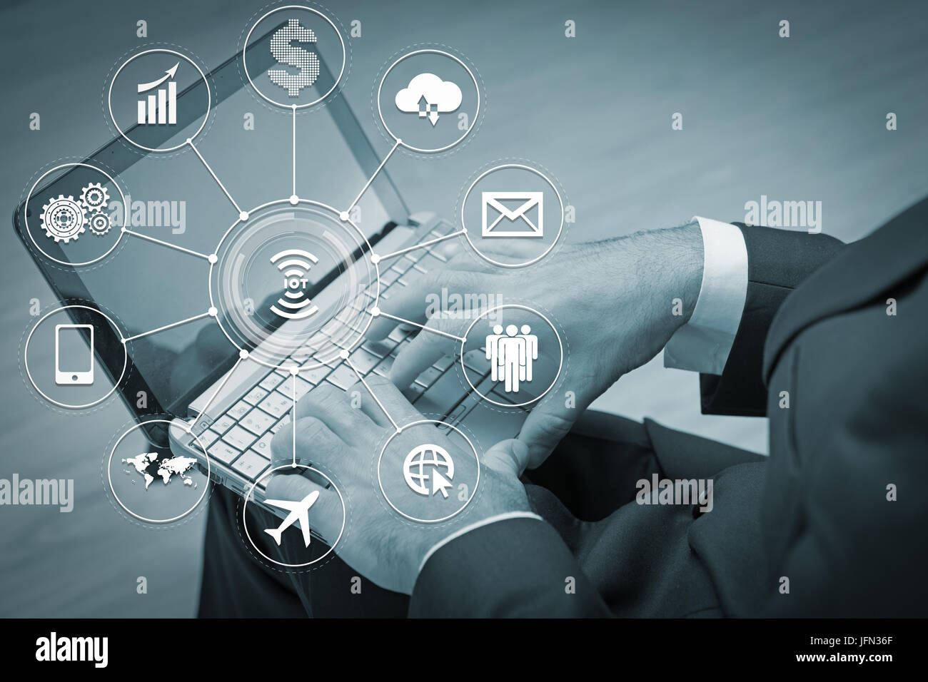 The internet of things concept with businessman Stock Photo - Alamy