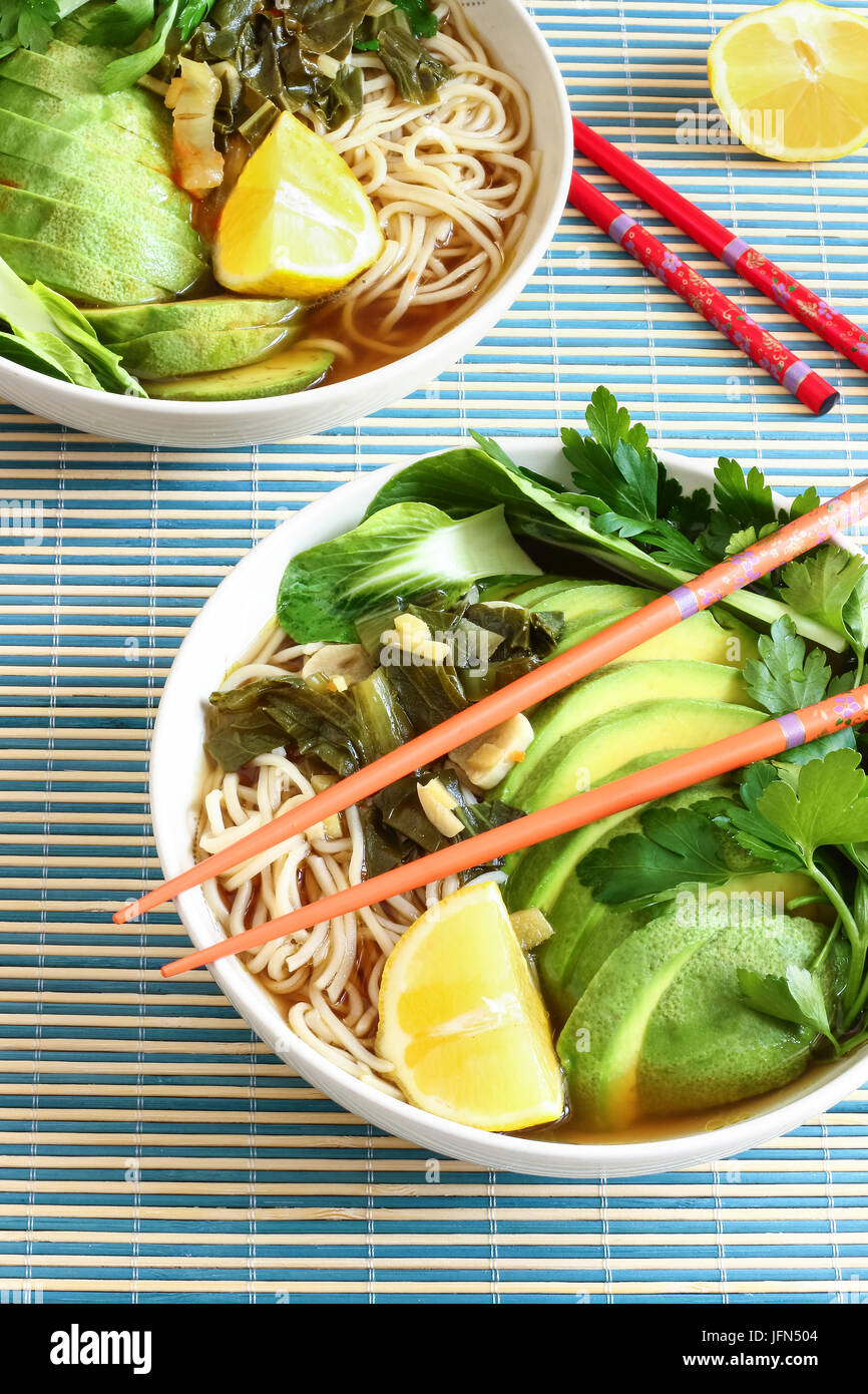 Ramen with Chow Mein Noodles Stock Photo Alamy