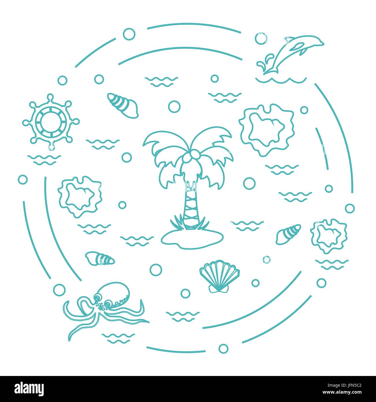 Ocean things , illustration, vector on white background 13591878