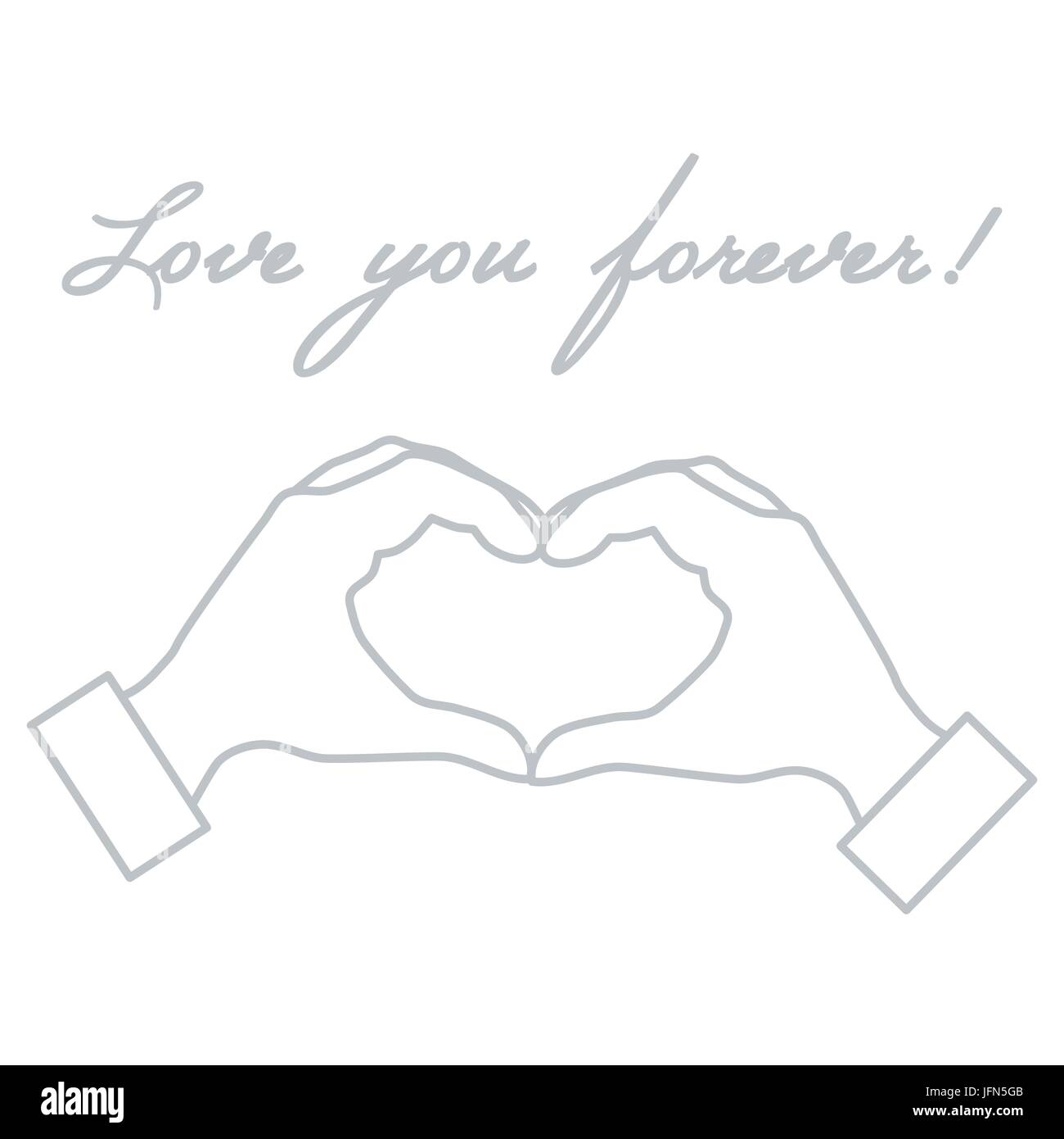 Cute vector illustration: hand making a heart shape. Love symbol. Design for banner, flyer, poster or print. Stock Vector