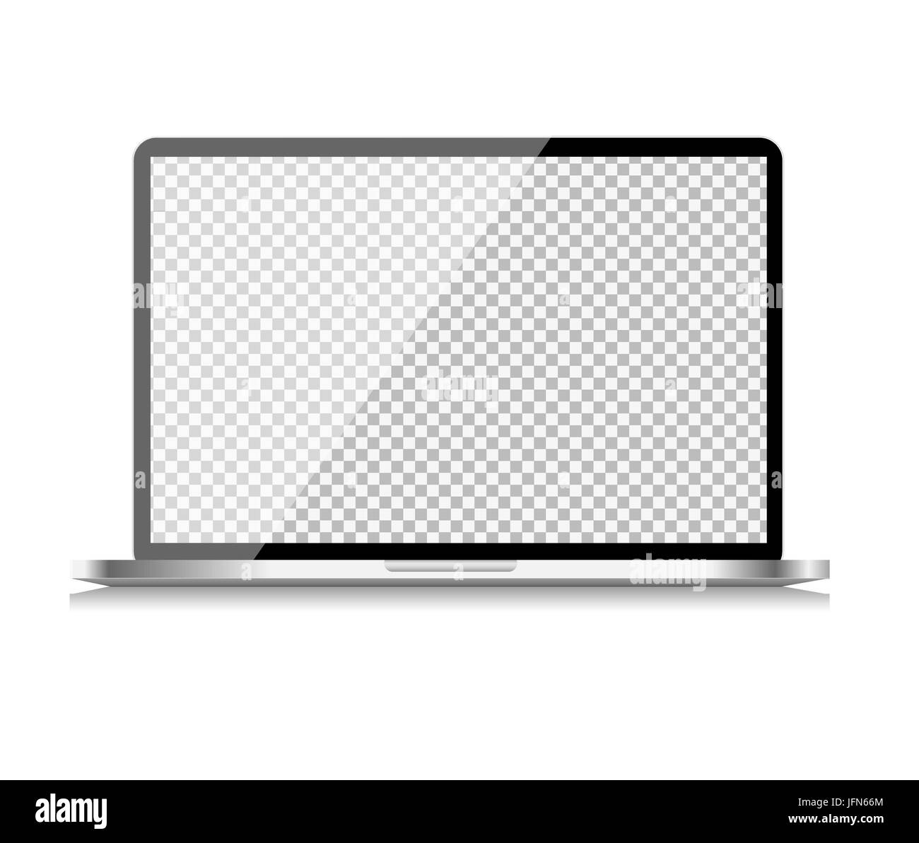 Realistic Computer Laptop with Transparent Wallpaper on Screen Isolated on White Background. Vector Illustration Stock Vector