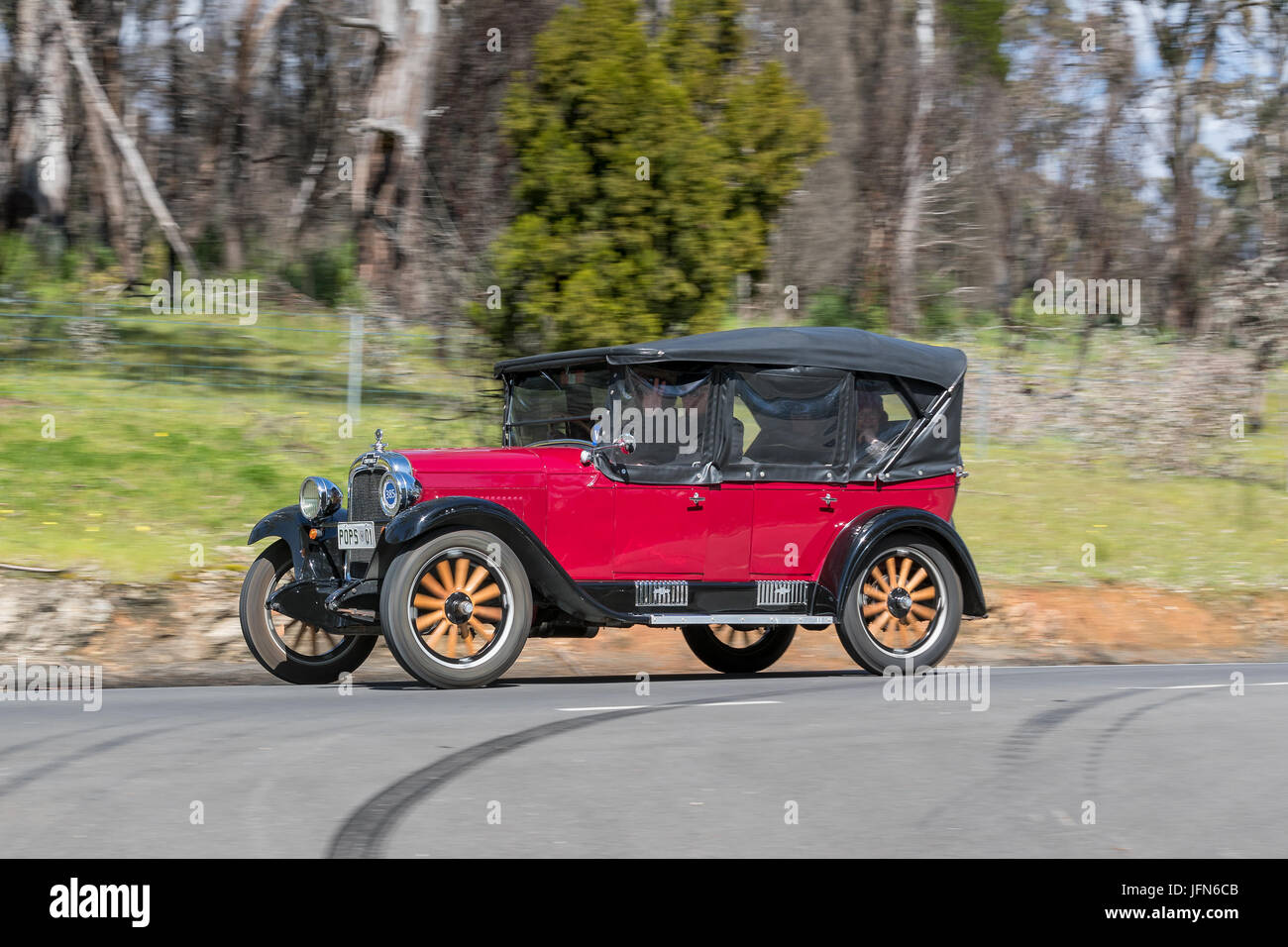 Vintage 1927 Chevrolet Capitol Tourer driving on country roads near the ...