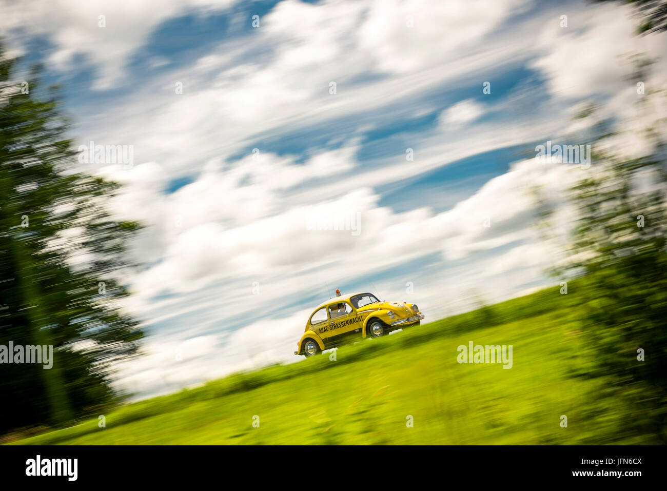 Classic ADAC Straßenwacht VW Käfer - Classic Car on the Road Stock Photo