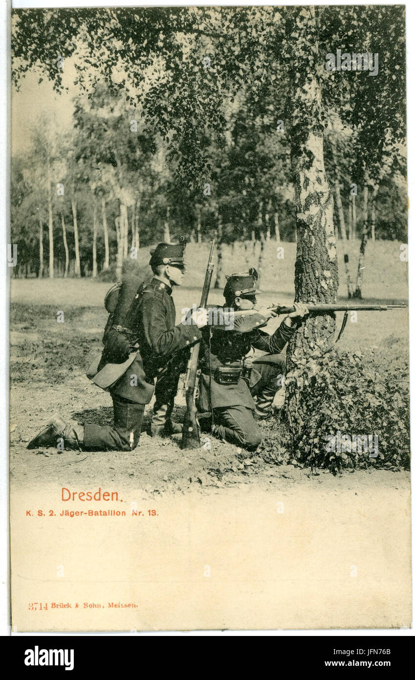 03714-Dresden-1903-2. Königlich Sächsisches Jäger-Batallion Nr. 13 - Zielübung-Brück & Sohn Kunstverlag Stock Photo