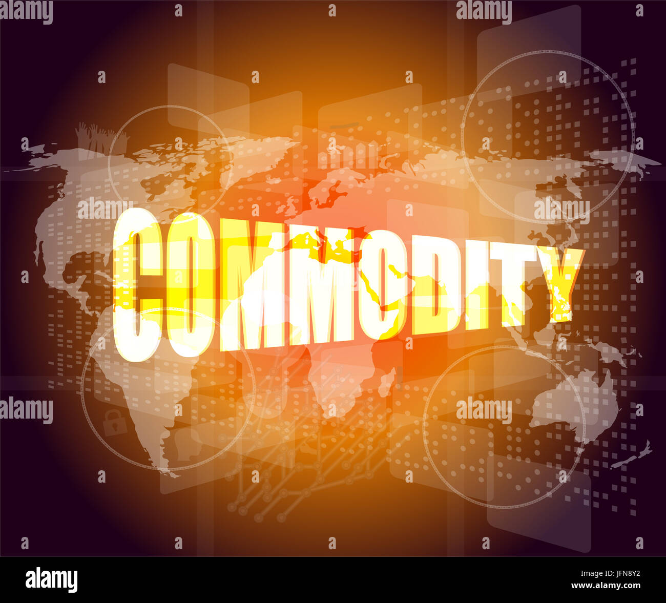 commodity word on business digital touch screen Stock Photo