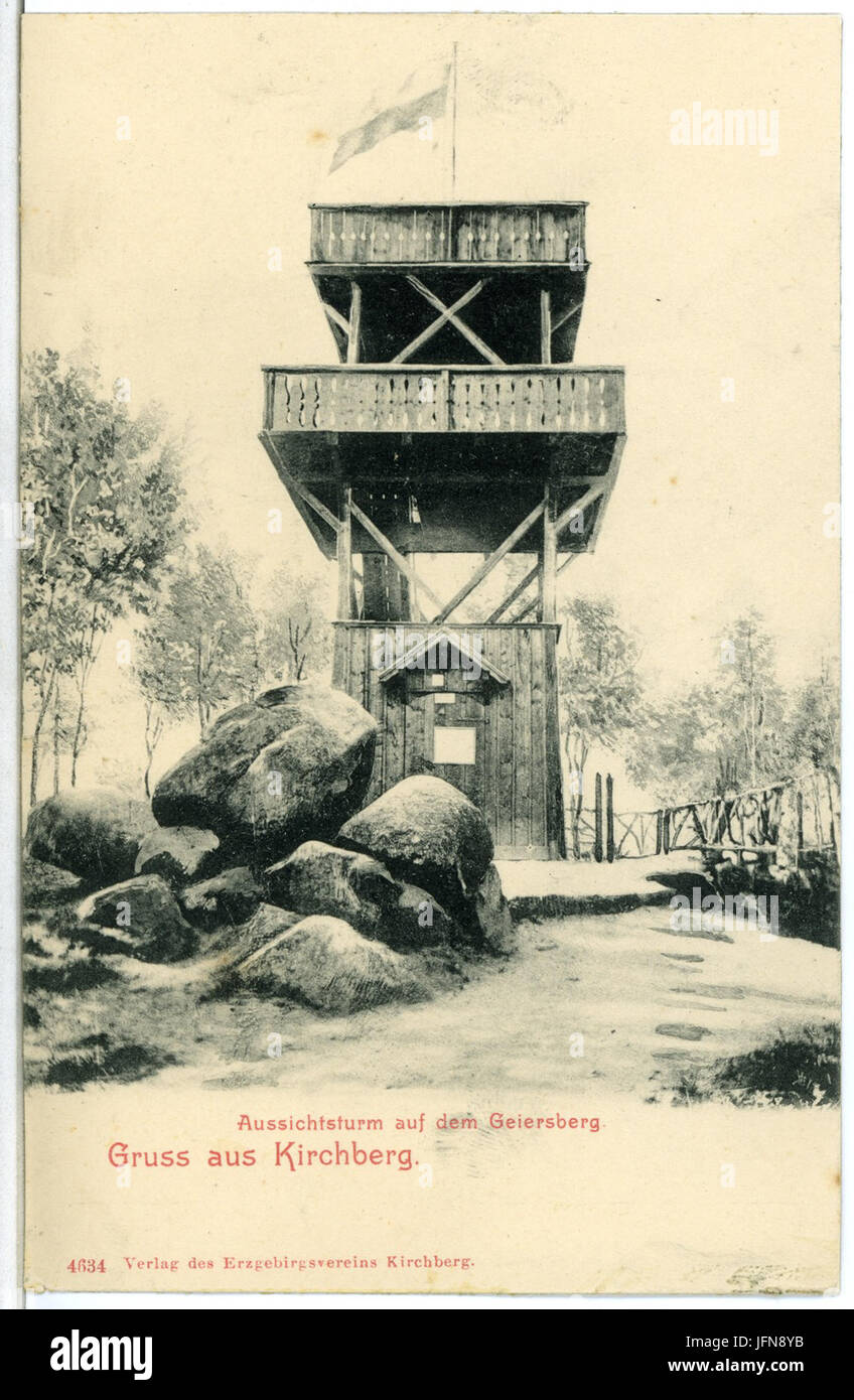 04634-Kirchberg-1903-Aussichtsturm auf dem Geiersberg-Brück & Sohn Kunstverlag Stock Photo