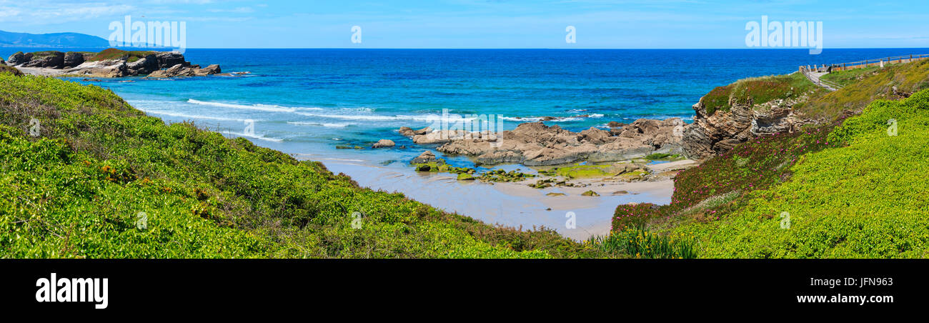 Summer blossoming Atlantic coastline (Galicia). Stock Photo