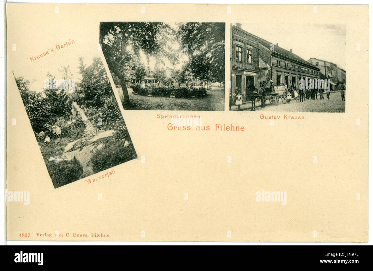 04807-Filehne-1903-Gustav Krause - Unternehmen, Springbrunnen-Brück & Sohn Kunstverlag Stock Photo