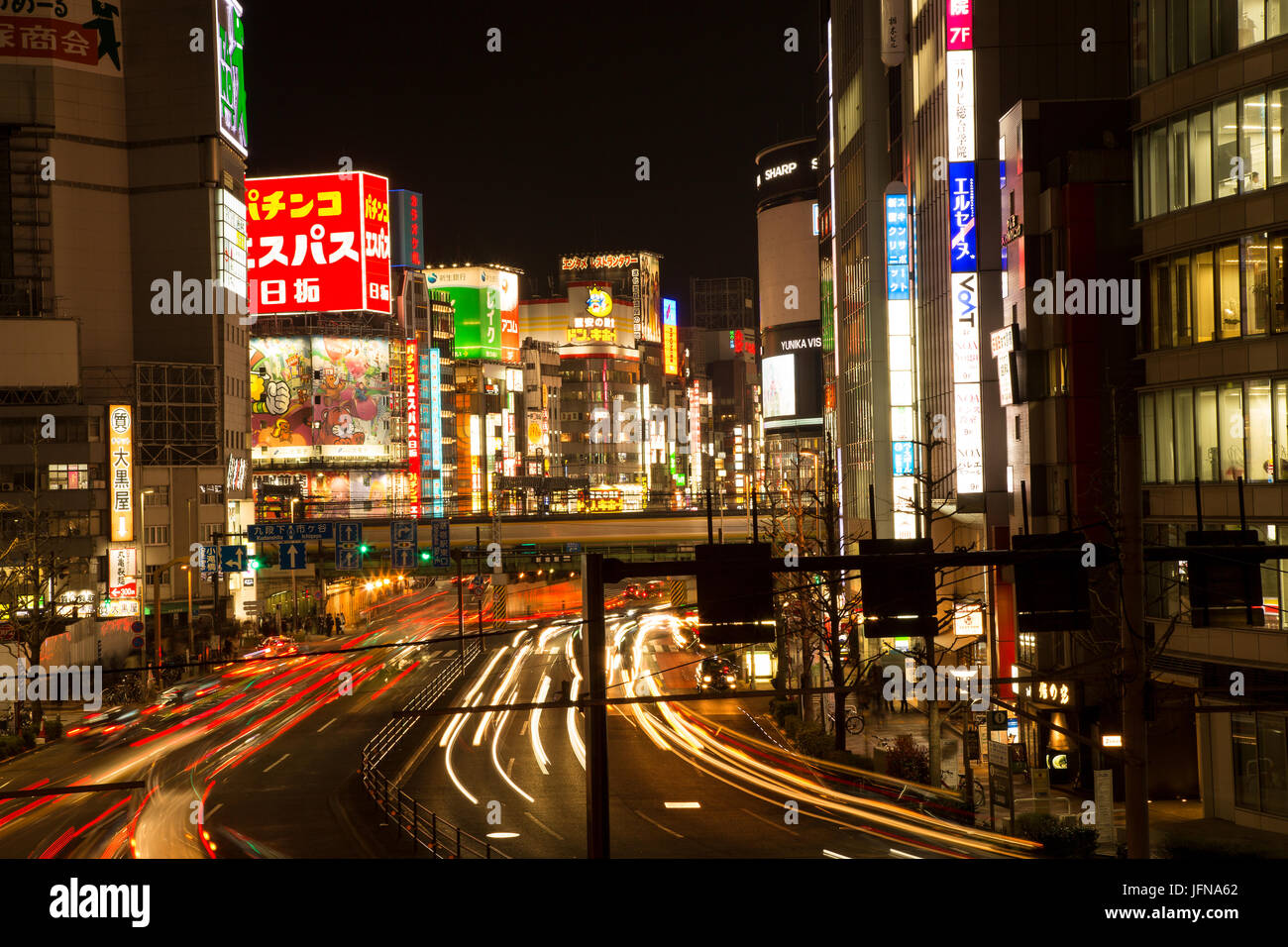 Neon lights in Tokyo, Japan at night Stock Photo