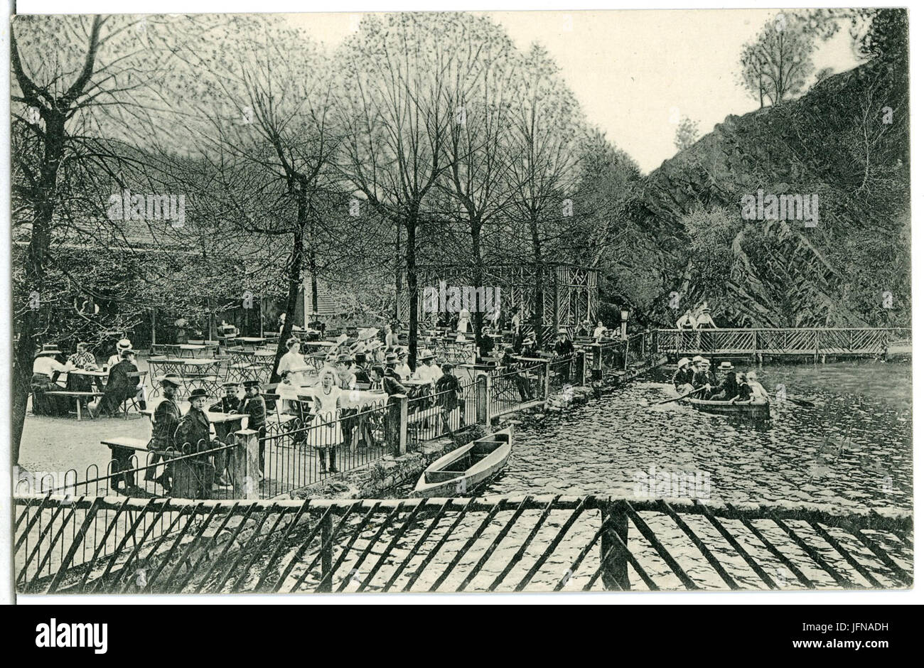 05151-Niederau-1904-Buschmühle mit Gondelkähnen-Brück & Sohn Kunstverlag Stock Photo
