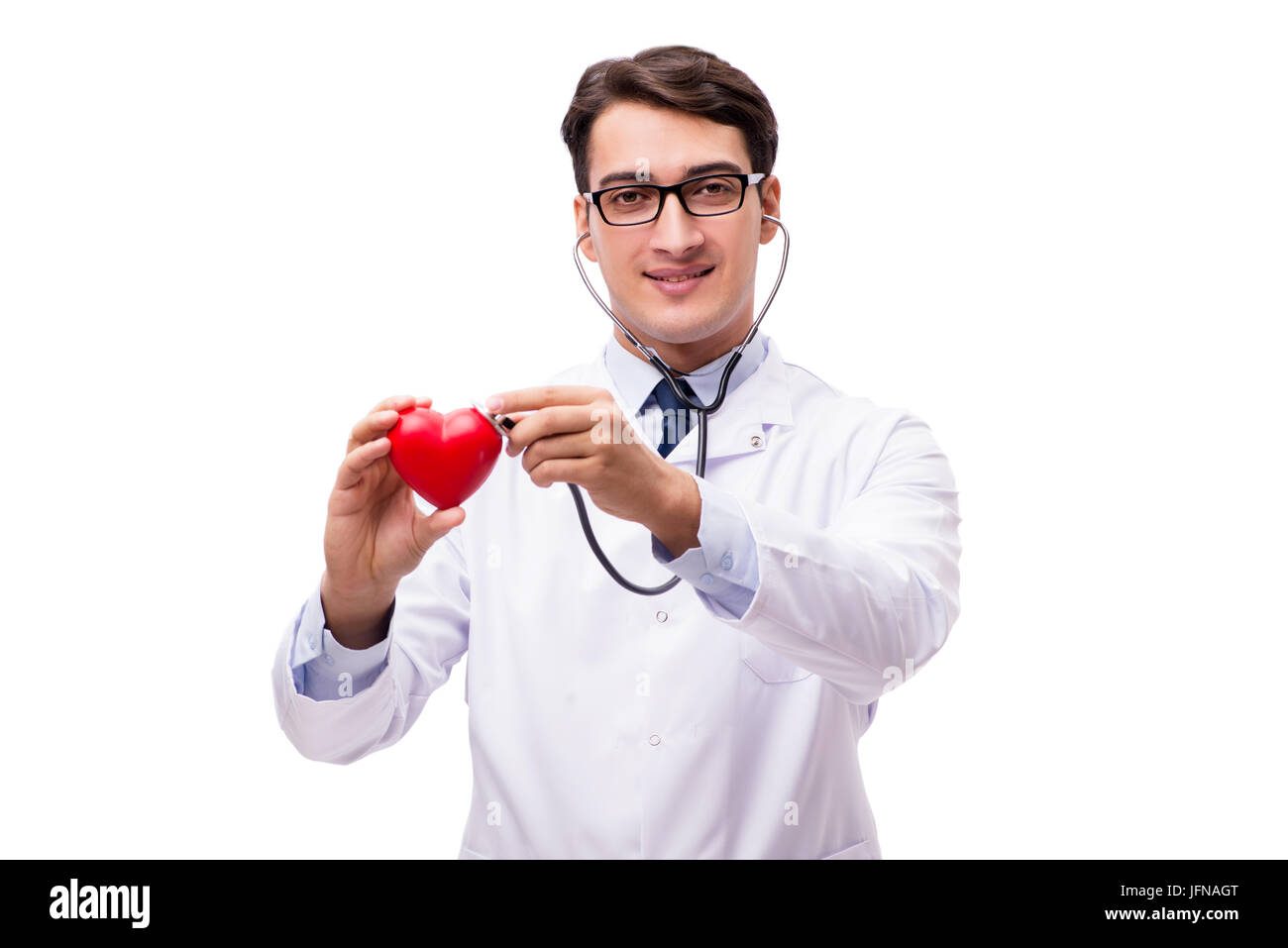 Doctor with heart isolated on white background Stock Photo - Alamy