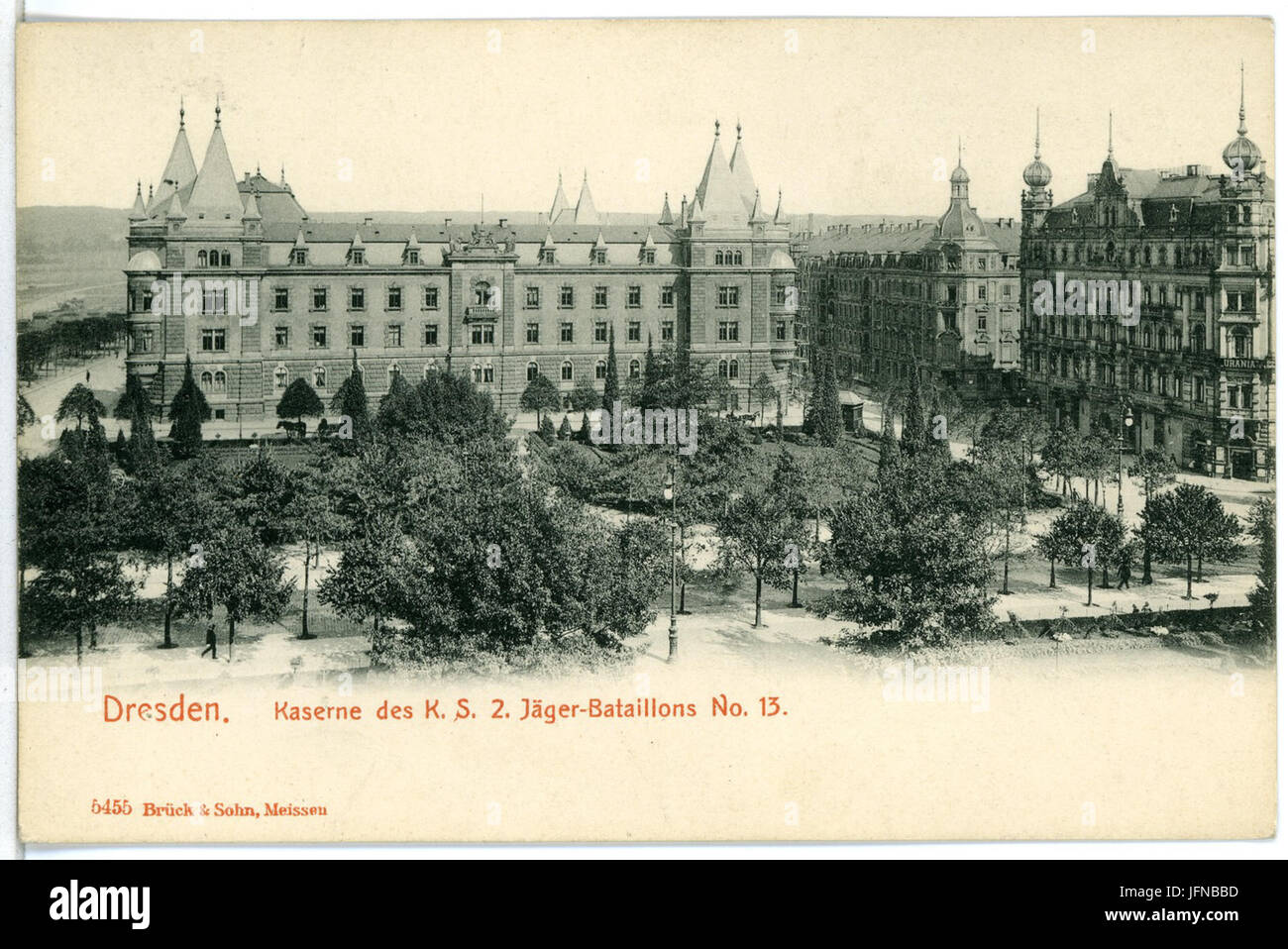 05455-Dresden-1904-Kaserne des 2. Königlich Sächsischen Jäger-Bataillon Nr. 13-Brück & Sohn Kunstverlag Stock Photo