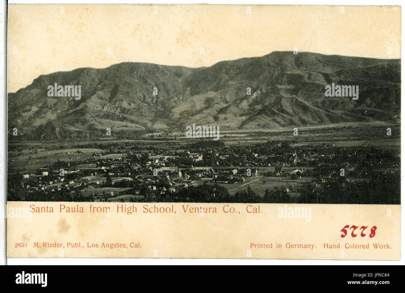05778-Ventura Co.-1905-Santa Paula from High School-Brück & Sohn Kunstverlag Stock Photo