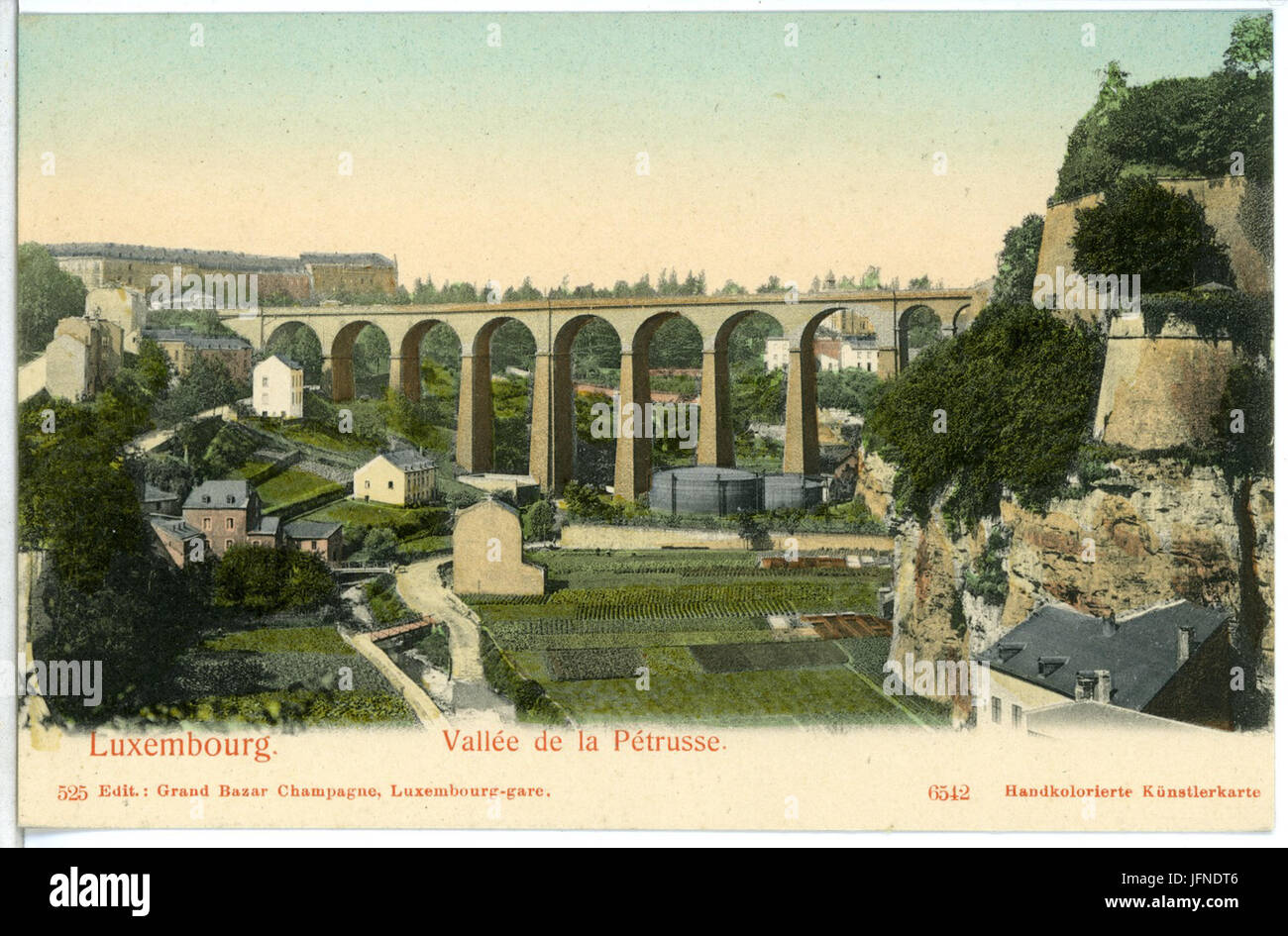 06542-Luxemburg-1905-Vallee de la Petrusse-Brück & Sohn Kunstverlag Stock Photo