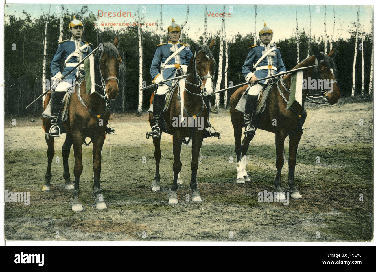 07201-Dresden-1906-Königlich Sächsisches Gardereiter-Regiment - Vedette-Brück & Sohn Kunstverlag Stock Photo