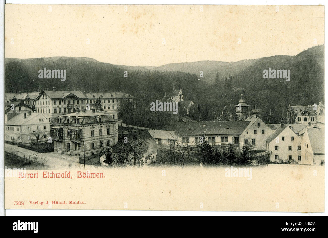 07208-Eichwald-1906-Blick in den Kurort-Brück & Sohn Kunstverlag Stock Photo