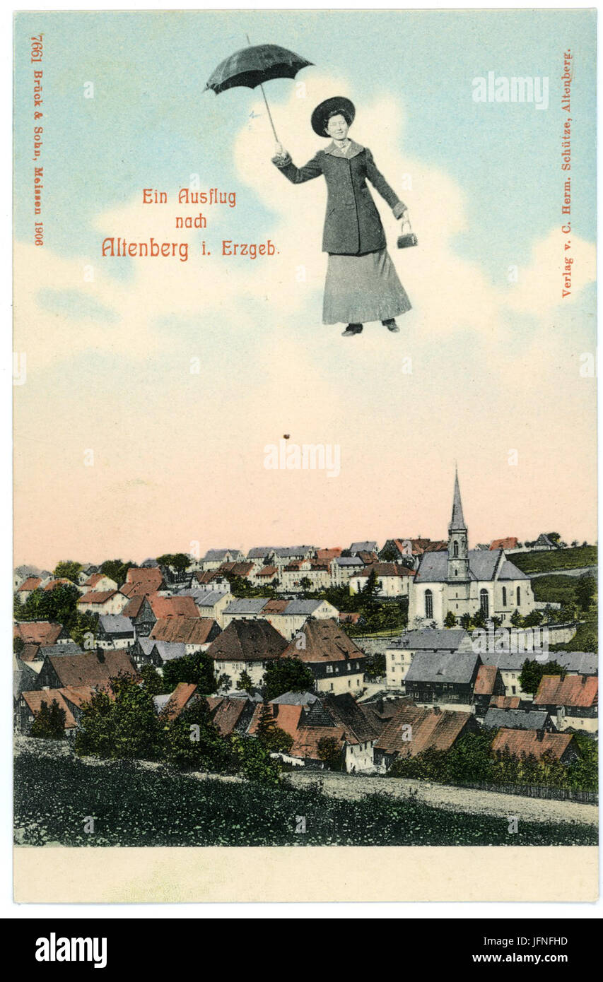 07661-Altenberg-1906-Ortsübersicht - Fliegende Frau-Brück & Sohn Kunstverlag Stock Photo